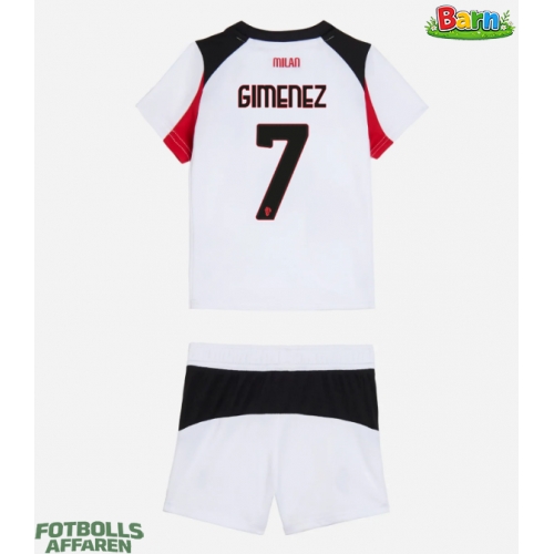 AC Milan Santiago Gimenez #7 Bortaställ Barn 2025-26 Kortärmad (+ Korta byxor)